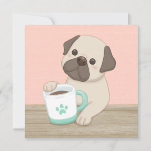 Cute Dog & Mug Illustration Art Holiday Card