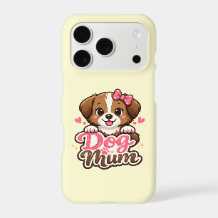 Cute Dog Mum with Pink Bow and Paw Prints
