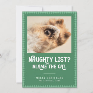 Cute Dog Naughty List Funny Christmas Holiday Card