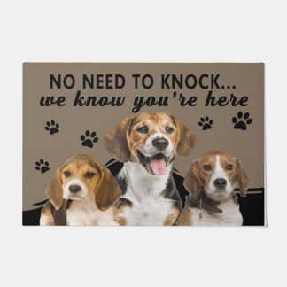 Cute Dog, No Need To Knock We Know You Are Here Doormat