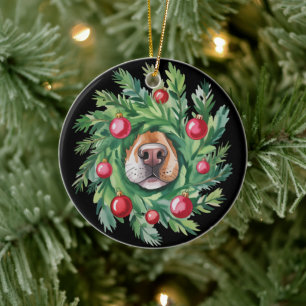 Cute Dog Nose Christmas Dog Mom Party Dogs Lover  Ceramic Ornament