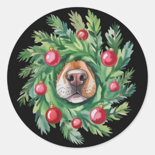 Cute Dog Nose Christmas Dog Mom Party Dogs Lover Classic Round Sticker