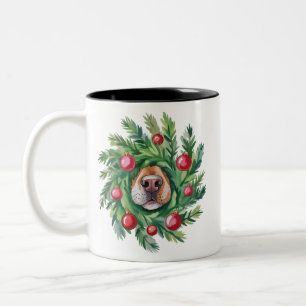 Cute Dog Nose Christmas Dog Mom Party Dogs Lover Two-Tone Coffee Mug