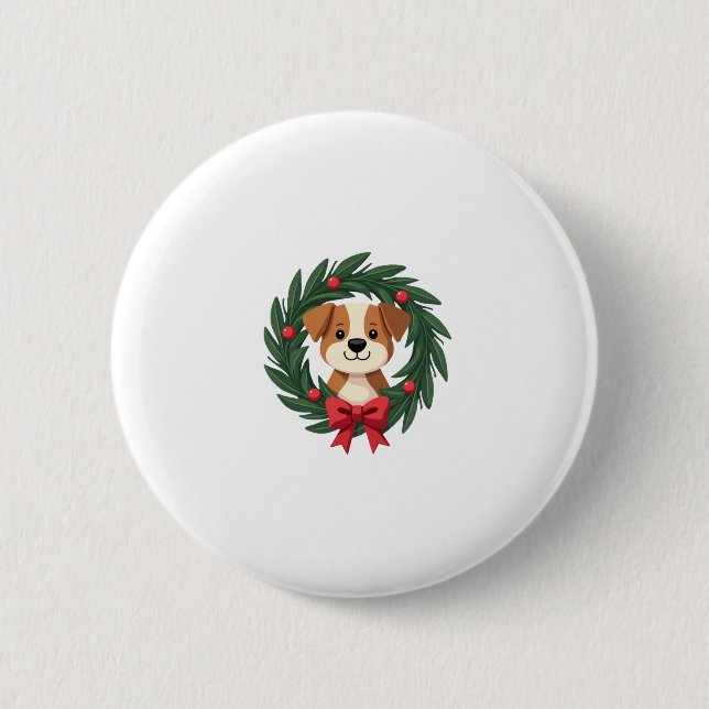 Cute Dog Nose Christmas Wreath Christmas Dog Mom D 2 Inch Round Button (Front)