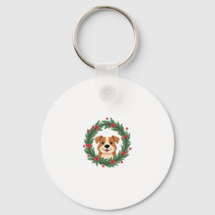 Cute Dog Nose Christmas Wreath Christmas Dog Mom D Keychain