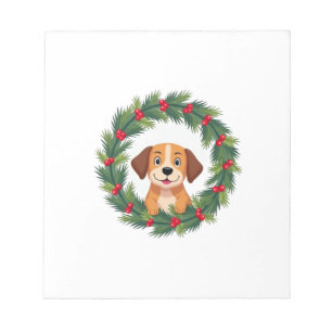 Cute Dog Nose Christmas Wreath Christmas Dog Mom D Notepad