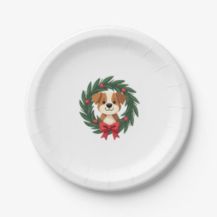 Cute Dog Nose Christmas Wreath Christmas Dog Mom D Paper Plate
