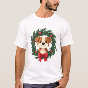 Cute Dog Nose Christmas Wreath Christmas Dog Mom D T-Shirt