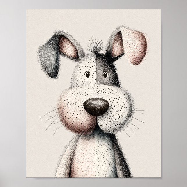 Cute Dog Nursery Wall Art Poster  (Front)