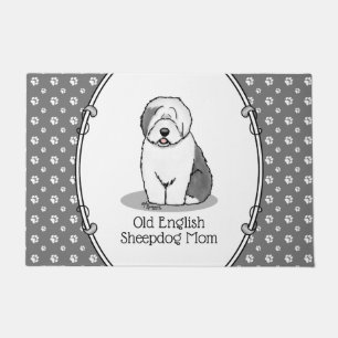 Cute Dog OES Mom Old English Sheepdog Mom (Grey 1) Doormat