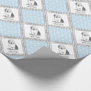 Cute Dog OES Mom Old English Sheepdog Mom (Grey 1) Wrapping Paper
