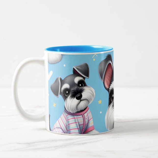 Cute Dog Of Schnauzer Animal Pattern Two-Tone Coffee Mug (Left)