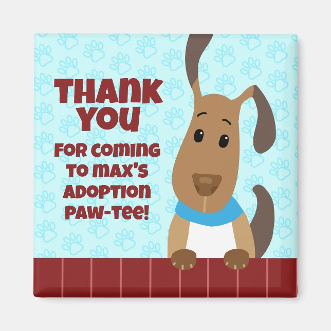 Cute Dog on Fence Pet Adoption Pawprints Thank You Magnet (Front)