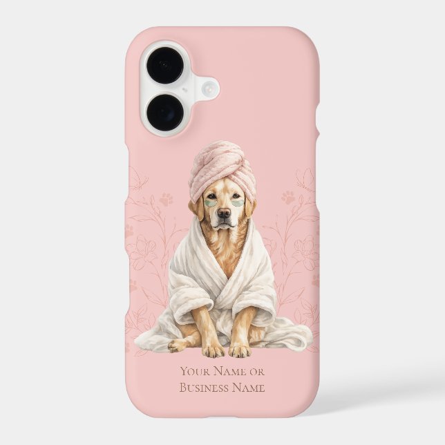 Cute Dog on Pink Personalized iPhone Case (Back)