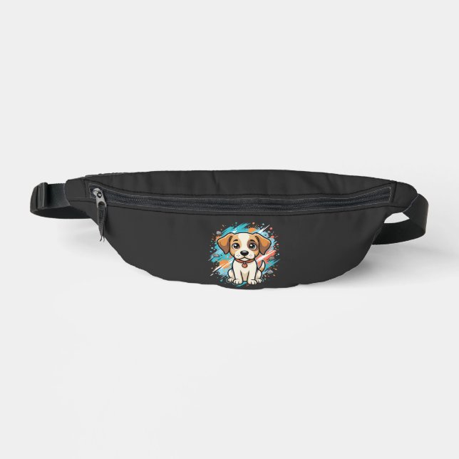 Cute Dog Paint Splash Vector Art_1 Fanny Pack (Front)