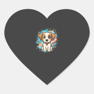 Cute Dog Paint Splash Vector Art_1 Heart Sticker