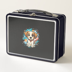 Cute Dog Paint Splash Vector Art_1 Metal Lunch Box