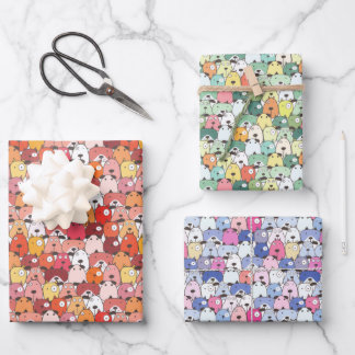 Cute Dog pattern Blue Red Green Wrapping Paper Sheet