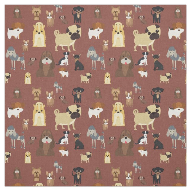 cute dog pattern design for dog lovers- brown back fabric (Swatch)