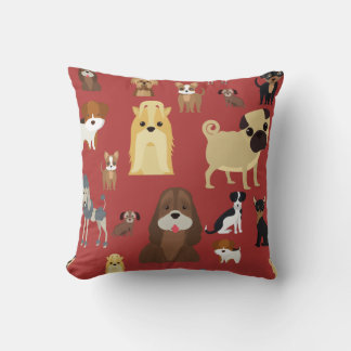 cute dog pattern design for dog lovers- red back throw pillow