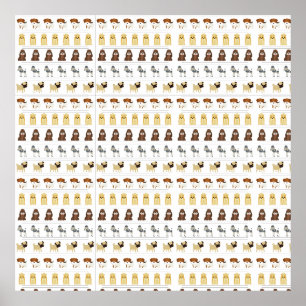 cute dog pattern design for dog lovers- white poster