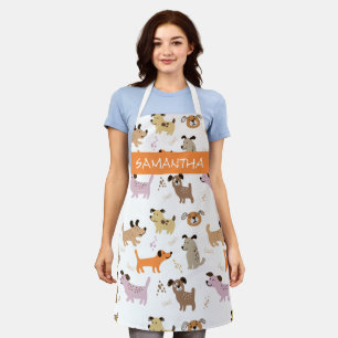 Cute Dog Pattern Groomer Vet Personalized Apron