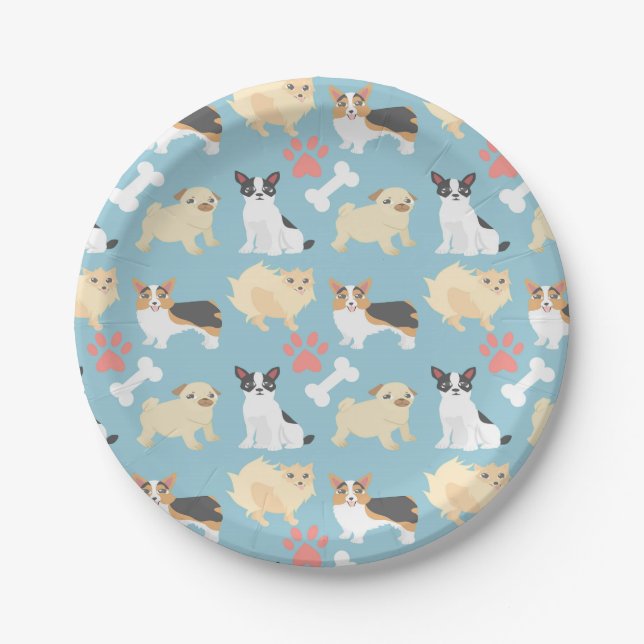 Cute Dog Pattern Paper Plate (Front)