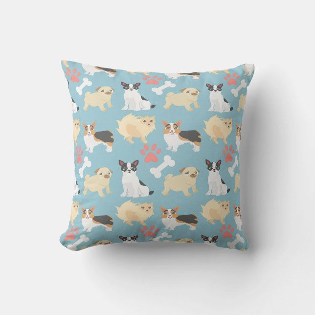Cute Dog Pattern Throw Pillow (Front)