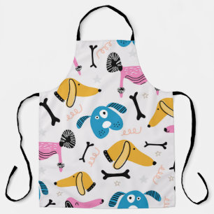 Cute dog pattern with baby animal face drawing sca apron