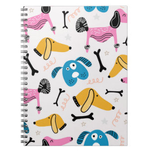 Cute dog pattern with baby animal face drawing sca notebook