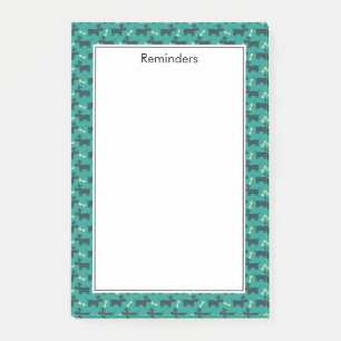 Cute Dog Pattern with Bone on Green Background Post-it Notes