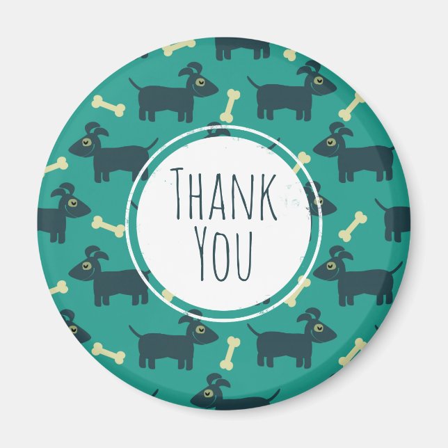 Cute Dog Pattern with Bone Thank You Magnet (Front)