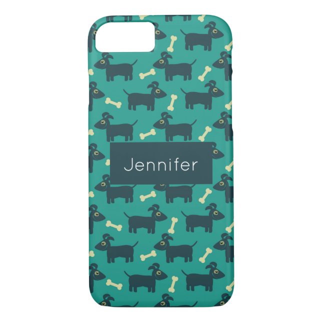 Cute Dog Pattern with Floppy Ears & Bone Custom Case-Mate iPhone Case (Back)