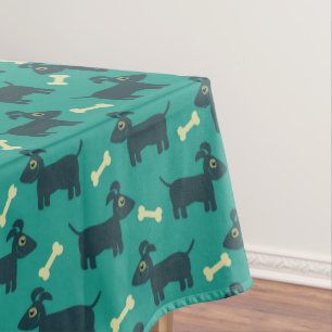 Cute Dog Pattern with Floppy Ears & Bone Tablecloth