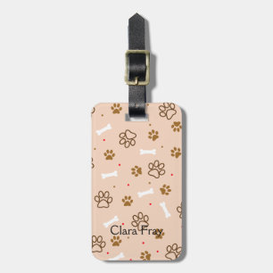 Cute dog pattern with paws bones tiny polka dots luggage tag
