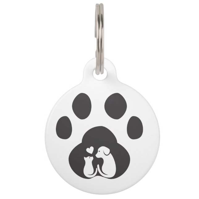 Cute Dog Paw Love Pet ID Tag (Front)