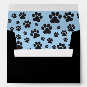 Cute dog paw print blue and black print  envelope