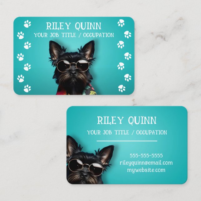 Cute Dog Paw Print Border  Business Card (Front/Back)