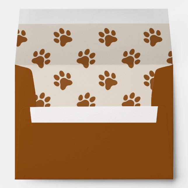 Cute dog paw print brown print  envelope (Back (Bottom))