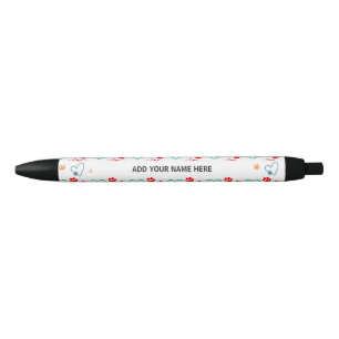 Cute DOG PAW PRINTS and LOVE HEARTS Personalized Black Ink Pen