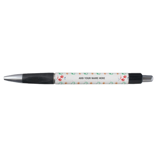 Cute DOG PAW PRINTS and LOVE HEARTS Personalized Pen (Front)