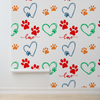 Cute DOG PAW PRINTS and LOVE HEARTS