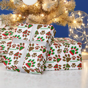 Cute Dog Paw Prints Personalized Wrapping Paper