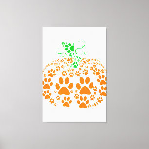 Cute Dog Paw Pumpkin Dog Lover Gifts Halloween Cos Canvas Print