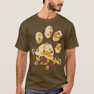 Cute Dog Paw Pumpkin Fall Autumn Dog Lover Thanksg T-Shirt