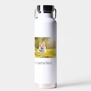 Cute dog pet add name text editable dog mom dad gi water bottle