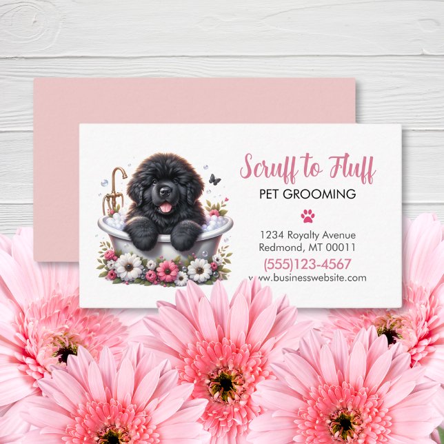 Cute Dog Pet Grooming Bath Service  Business Card (Creator Uploaded)