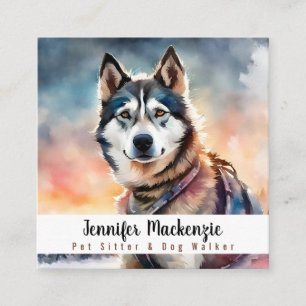 Cute Dog Pet Sitter and Dog Walker Square Business Card