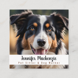 Cute Dog Pet Sitter and Dog Walker Square Business Card