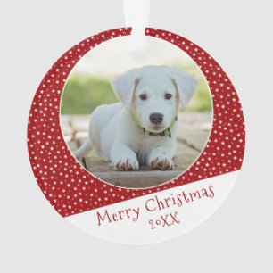 Cute Dog Pet Star Red Photo Christmas Keepsake Ornament